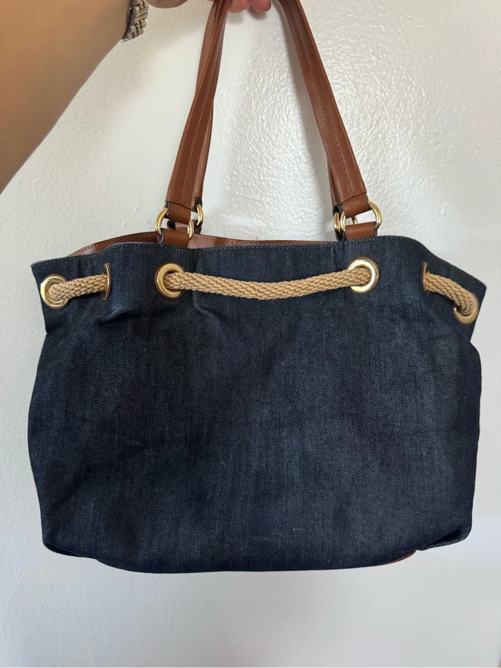 Michael Kors Denim Bag with brow and gold accents